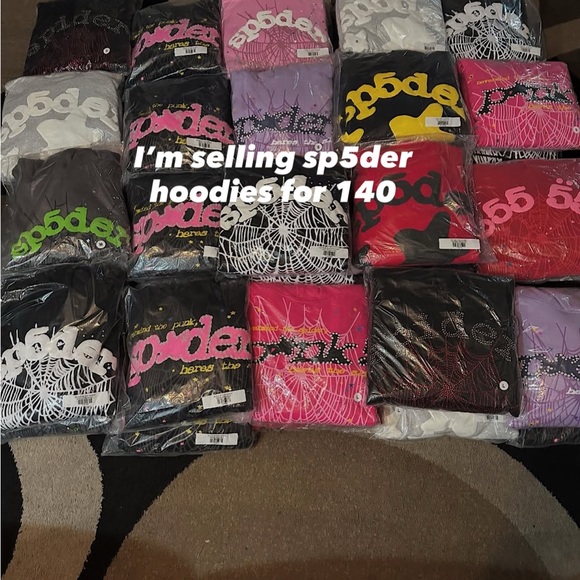 Sp5der Turtleneck Sweater - Black White Red text me which one you want